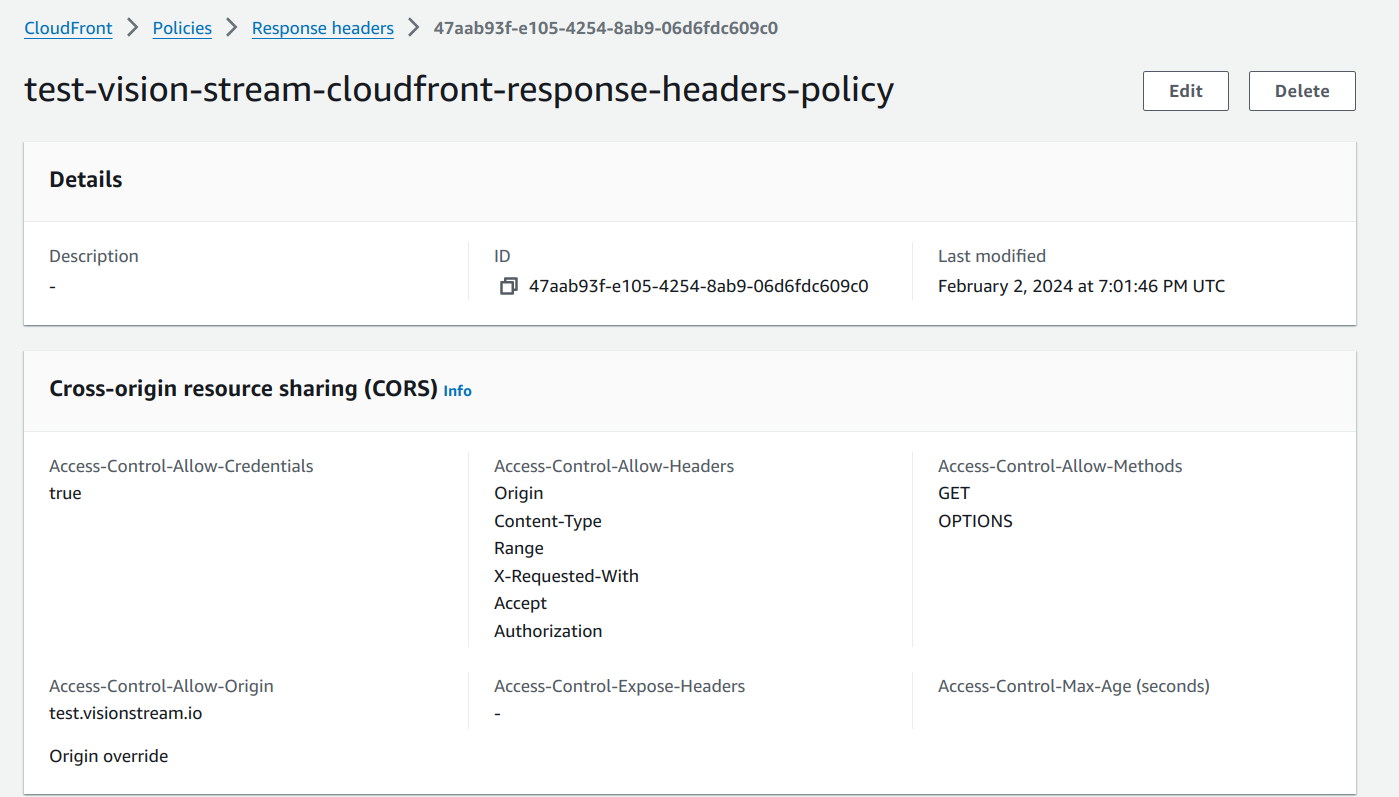 Response Header Policy